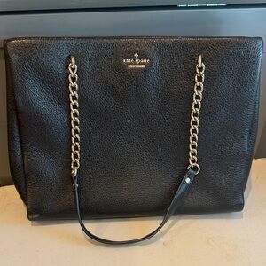 kate spade Black Leather Tote with Gold Chain Straps. LIKE NEW